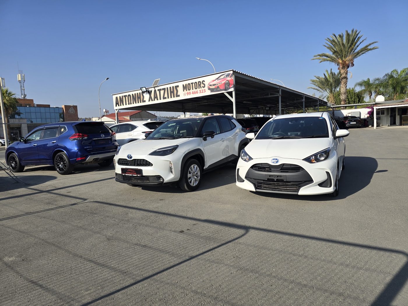 Fresh stock outside the Xatzis Motors showroom in Larnaca